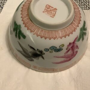 Decorative Bowl with Fish and Floral Design